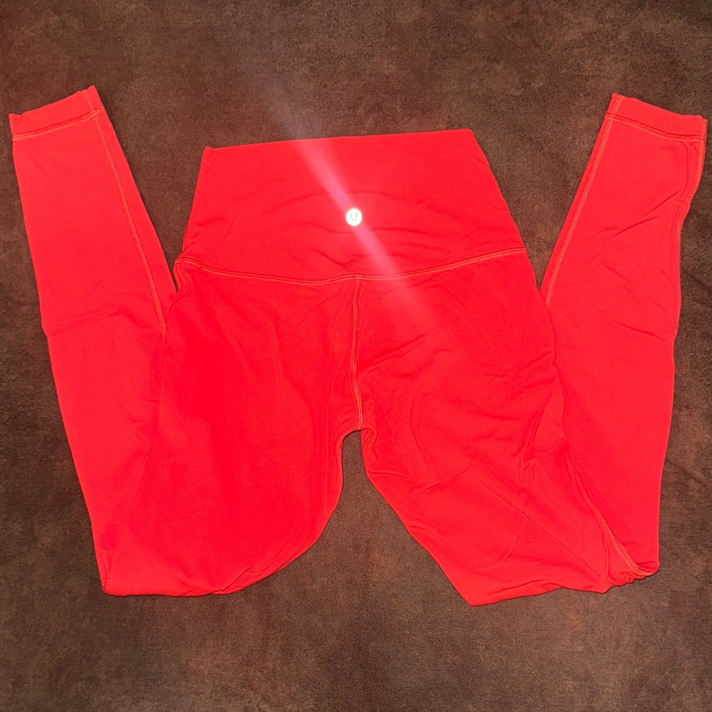 Lululemon Athletica Red/Orange Double Lined Leggings for the Cold. 28 Length
